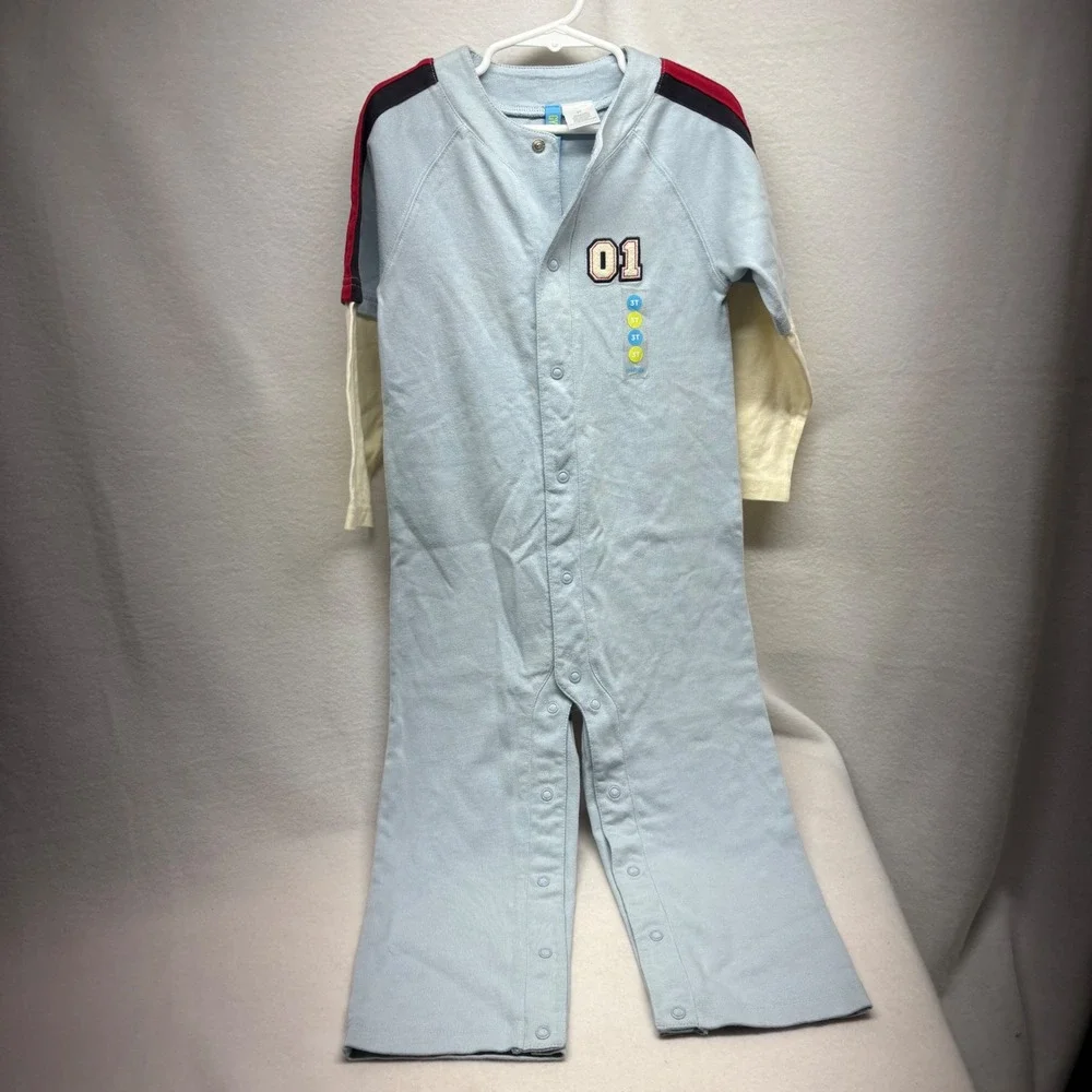 Gymboree Kids Baseball Jersey‎ Style One Piece Sleepwear Pajamas 3T